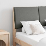 vidaXL Tăblie tapițată Gri &icirc;nchis 135 cm Lemn de pin masiv 879290