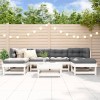 VidaXL Set mobilier de grădină, 7 piese, alb, lemn masiv de pin 3186348