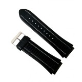 Cumpara ieftin Curea Ceas Piele Naturala 30mm/24mm Time Veranda PUMA Neagra Cusatura Alba