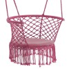 Scaun rotund tip leagan suspendat pentru casa sau gradina, cu franjuri, 150kg, cu perna, roz Household NewTrend, Oem