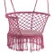 Scaun rotund tip leagan suspendat pentru casa sau gradina, cu franjuri, 150kg, cu perna, roz Household NewTrend