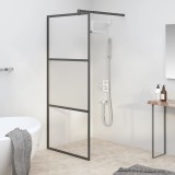 Cabina dus walk-in vidaXL 80x195cm, sticla ESG semi-mata, negru