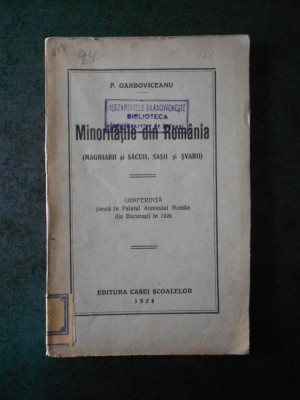 P. GARBOVICEANU - MINORITATILE DIN ROMANIA (1928) foto