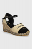 Karl Lagerfeld espadrile KAMINI MID femei, culoarea bej, toc pana, KL32203