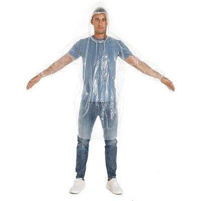 Pelerina de Ploaie, pentru Adulti, 150 x 90 cm, Tip Poncho, Impermeabila, de Unica Folosinta, 30 g, Transparent foto