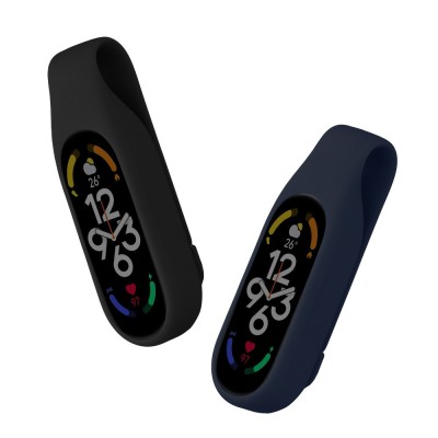 Set 2 Huse pentru Xiaomi Mi Band 7/Mi Band 6/Mi Band 5, Kwmobile, Negru/Albastru, Silicon, 59313.02 foto