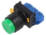 Comutator 22mm acţionat prin apăsare Poz.i stab 1 NO verde