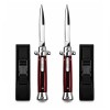 Set de doua cutite cu lamă tip stiletto automate DEPOX&reg;, m&acirc;ner rosu/negru, 27 cm, cu husă inclusa