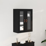 vidaXL Dulap de perete cu uși din sticlă, stejar negru, 69,5x34x90 cm