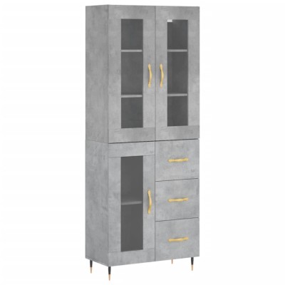 Dulap inalt, gri beton, 69,5x34x180, lemn compozit foto