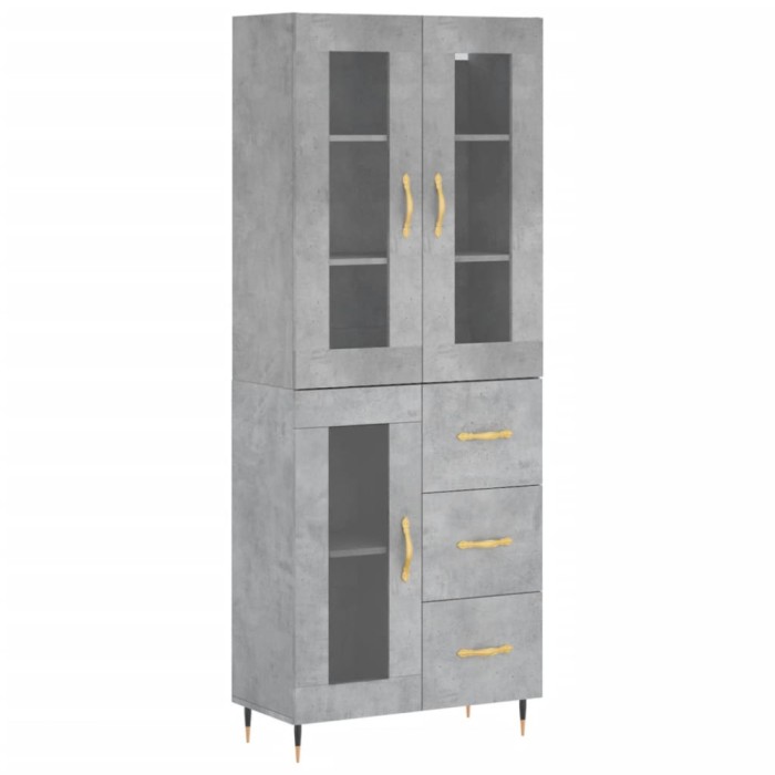 Dulap inalt, gri beton, 69,5x34x180, lemn compozit