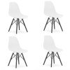 Set 4 scaune stil scandinav, Artool, Osaka, PP, lemn, alb si negru, 46x54x81 cm, Leobert