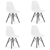 Set 4 scaune stil scandinav, Artool, Osaka, PP, lemn, alb si negru, 46x54x81 cm GartenVIP DiyLine