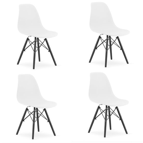 Set 4 scaune stil scandinav, Artool, Osaka, PP, lemn, alb si negru, 46x54x81 cm GartenVIP DiyLine