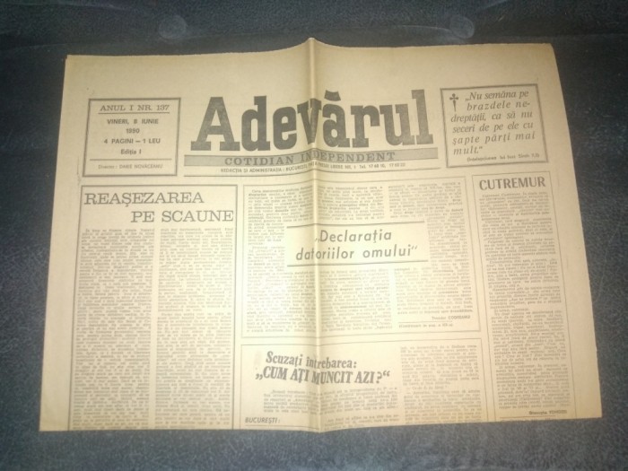 ZIARUL ADEVARUL 8 IUNIE 1990