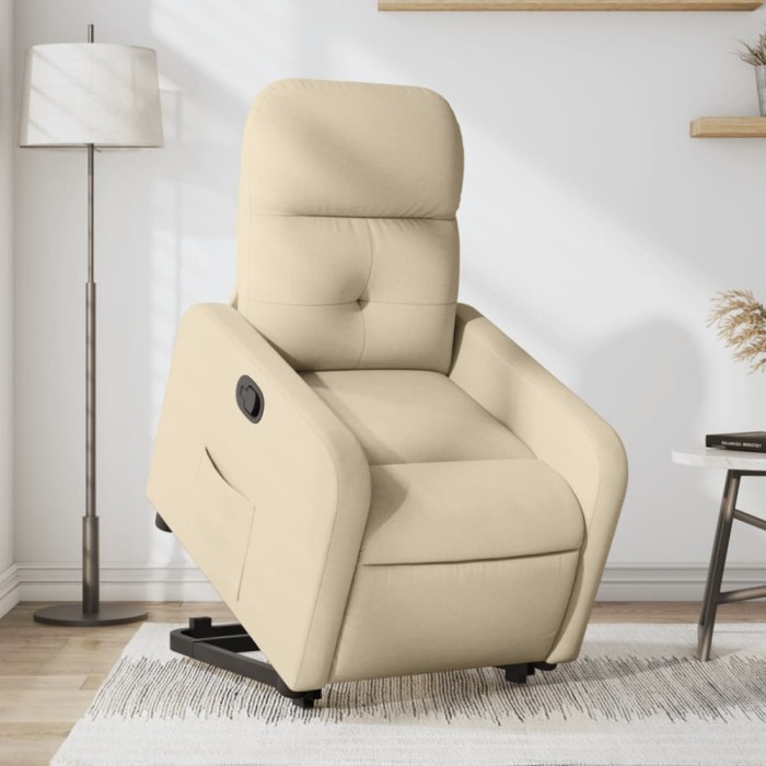 vidaXL Fotoliu rabatabil cu ridicare pe verticală, crem, textil 3206803