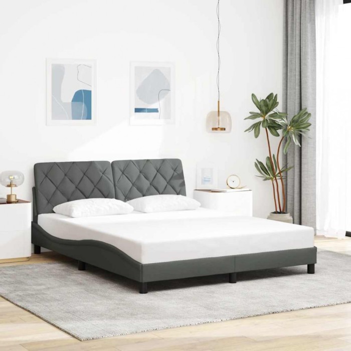 vidaXL Cadru de pat fără saltea, gri &icirc;nchis, 160x200 cm, textil 3310609