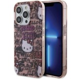Husa pentru iPhone 15 Pro - Hello Kitty Hardcase IML Tags Graffiti (HKHCP15LHDGPTP) - Pink