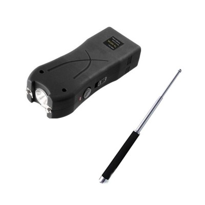 Electrosoc cu lanterna tw 938 si baston telescopic 65 cm Argintiu ees 727 foto