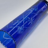 Vaza romaneasca cristal albastru, veche, vintage