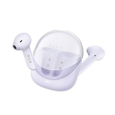 Casti fara Fir pentru Jocuri Video, Bluetooth 5.3, TWS, ENC, USB-C, 400mAh - Havit Modern Buds (TW947) - Purple foto