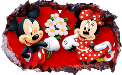 Sticker decorativ, Mickey si Minnie, Rosu, 85 cm, 8732ST-2 foto