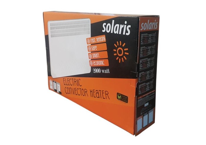 Convector electric de perete sau pardoseala Solaris KIP 2000 W, control electronic, Termostat de siguranta, termostat reglabil, IP 24, ERP 2018, pentr