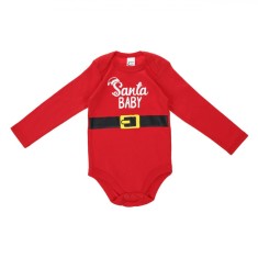 Body Bebe, Model Santa BABY, Culoare Roșu, Material Bumbac, M&acirc;neci Lungi