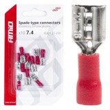 Set 10 Conectori Cablaje 7.4mm, 0.5-1.5mm&sup2;, 10A, Izolat, Rosu, Tip Mama, Sertizare, 22-18AWG