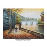 Tablou GIGANT pictat manual, Peisaj citadin stilizat (1) - 120x90cm ulei in cutit efect 3D