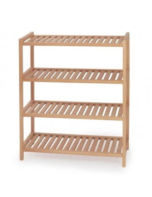 Raft incaltaminte HM ST8, cu 4 polite, lemn masiv, capacitate 12 perechi, natur foto