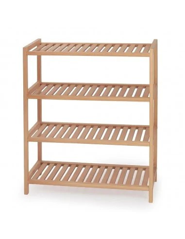 Raft incaltaminte HM ST8, cu 4 polite, lemn masiv, capacitate 12 perechi, natur