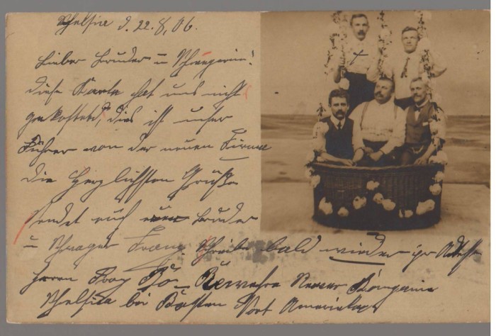 CPIB 23951 - CARTE POSTALA - CINCI BARBATI IN COS, GERMANIA, CIRCULATA, 1906, STAMPILE, TIMBRU
