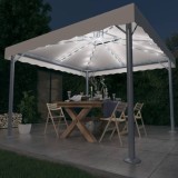 VidaXL Pavilion cu șiruri de lumini LED, crem, 300x300 cm, aluminiu