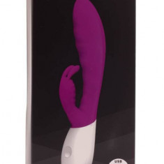 Maestrul flirtului - Vibrator iepuraș, mov, 21 cm