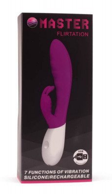 Maestrul flirtului - Vibrator iepuraș, mov, 21 cm foto