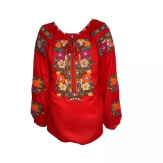 Ie Traditionala Rosie cu Motiv Floral Multicolor- IML20