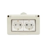Priza Schuko dubla aplicata IP55, 16A, 250V, cu impamantare Breckner