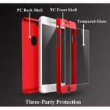 Husa Full Cover 360 iPhone 7, Fata+Spate+Folie Sticla, Protectie Completa, Slim, PC, Rosu