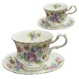 Serviciu Portelan Vintage Royal, 2 Cesti si farfurii, SPRING BOUQUET