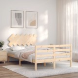 vidaXL Cadru de pat cu tăblie, dublu mic, lemn masiv 3195256
