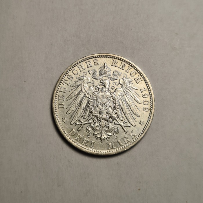 Germania 3 Mark Marci 1909 D Bayern Piesa Frumoasa