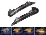 Semnale de &icirc;ntoarcere LED dinamice de tuning potrivite pentru oglinzile laterale ale Audi A6 C7 2012-2018 cu baza fumurie, stanga + dreapta Performanc