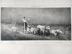 La pasune de Nicolae Grigorescu, gravura de Stelian , 1906 foto