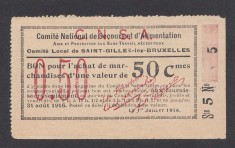 A2607 Belgium Belgia Bon 50 centimes 1916 foto