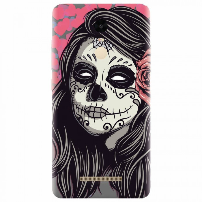 Husa silicon pentru Xiaomi Remdi Note 3, Mexican Girl Skull