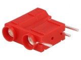 Soclu banană 4mm roșie argintat PCB 10A 250VDC, DELTRON