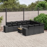 Gossi set canapele de gradina cu perne, 11 piese, negru, poliratan