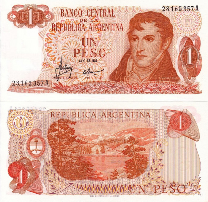 ARGENTINA 1 peso ND (1970-73) P-287 UNC!!!