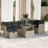 VidaXL Set mobilier de grădină cu perne, 8 piese gri deschis poliratan